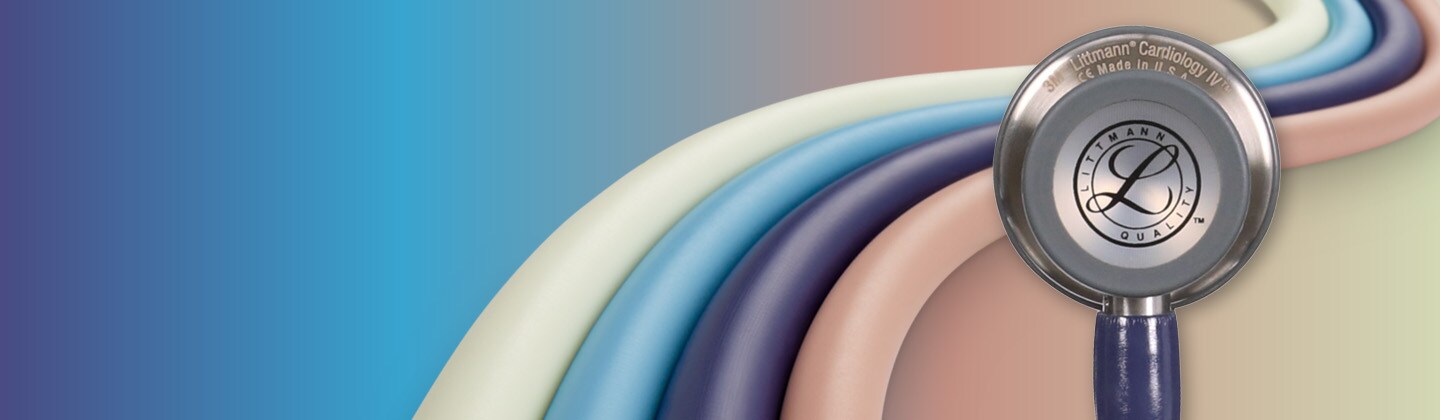 Banner Littmann Stethoscoop - stethoscoop voor een blauwe achtergrond
